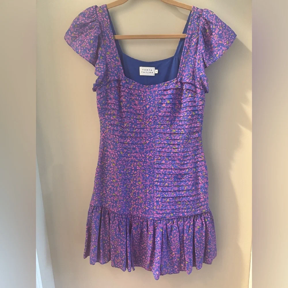 Tanya Taylor Yvette Confetti Print Smocked Mini Dress - Picture 3 of 9